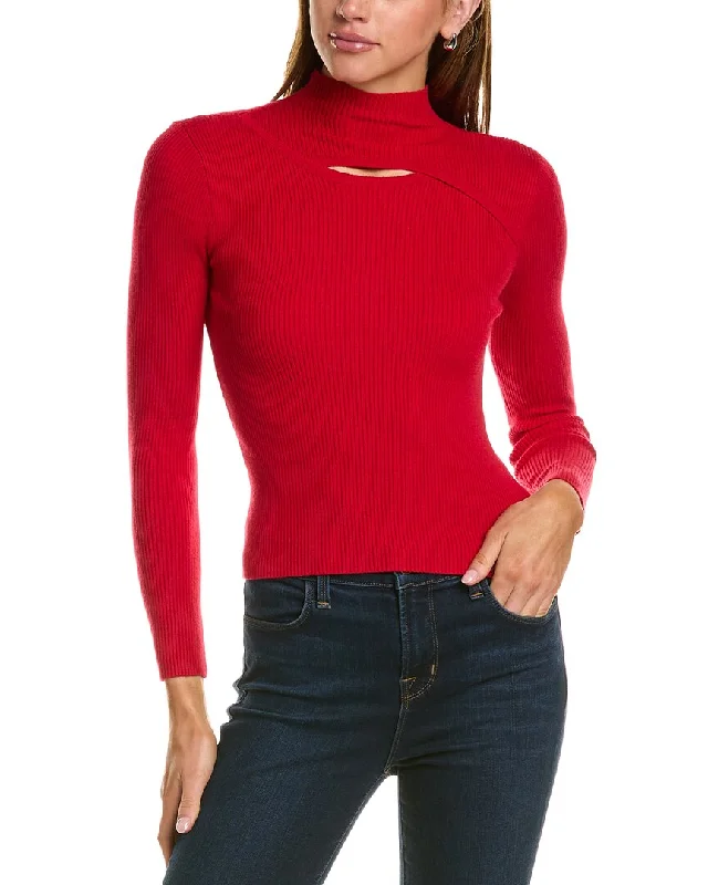 Lea & Viola Cutout Mock Neck Sweater Slim Fit Regular Fit Oversized