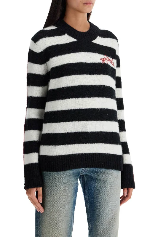 Marc Jacobs Pullover The Striped Brushed Logo Sweater Seamless Knitted Crochet