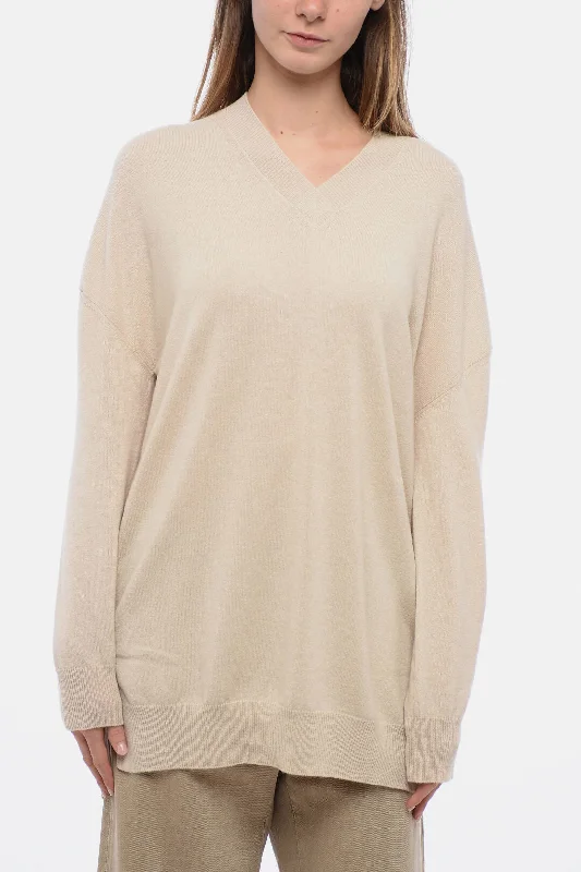 Marni Cashmere Oversized Sweater with Asymmetric Hem Cashmere Blend Cotton Blend Poly Blend