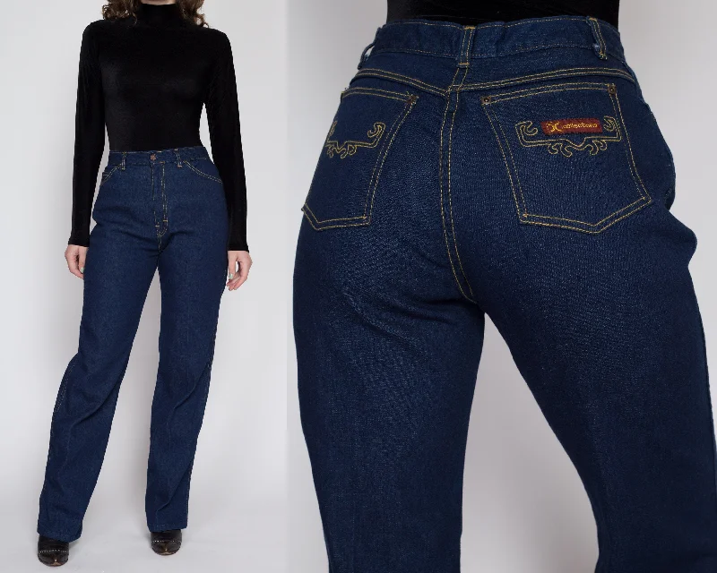 Medium 80s Dark Wash Western Jeans 28" Elegant Bootcut Fit Jeans