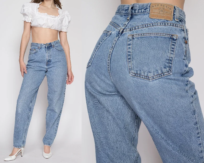 Medium 90s Gap High Waisted Mom Jeans 28" Trendy Acid Wash Skinny Jeans