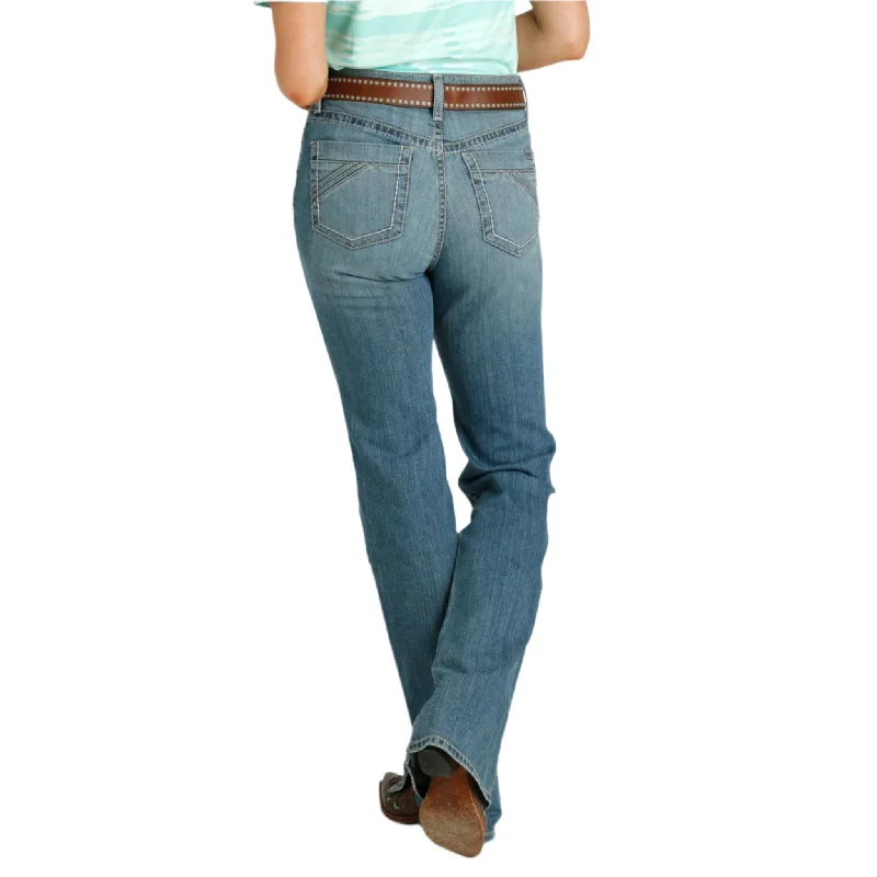 Cruel Denim Women's Med Stone Skylar Bootcut Jeans Trendy Button-Up High-Waist Jeans
