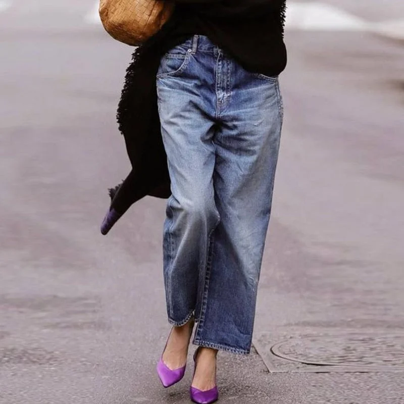 DressBetty - Mid-waist Jeans Women's Retro Denim Wide-leg Pants Loose Street Trousers Casual Washed Mother's Pants Chic Rolled Cuff Denim Jeans DressBetty - Mid-waist Jeans Women's Retro Denim Wide-leg Pants Loose Street Trousers Casual Washed Mother's Pants Chic Rolled Cuff Denim Jeans