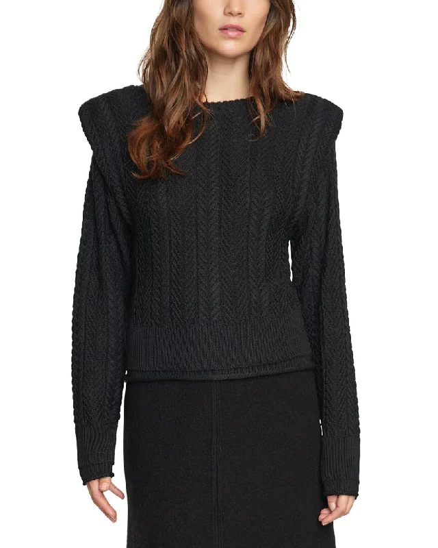 Modern Citizen Ziren Cuffed Shoulder Cable Wool-Blend Sweater Solid Print Embellished