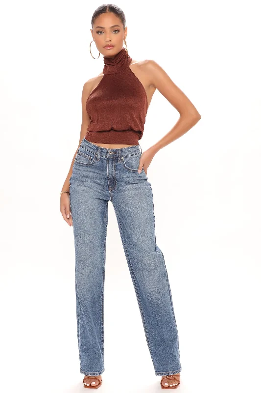 Never Telln' Straight Leg Jeans - Medium Blue Wash Trendy Layered Pocket Jeans