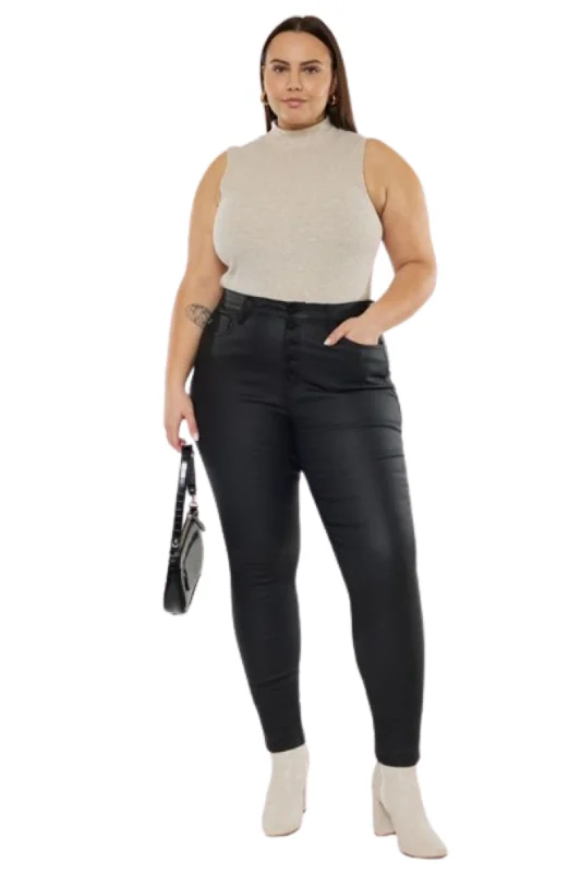Kan Can Plus High Rise Coated Ankle Skinny Jeans Stylish Slim Fit Denim
