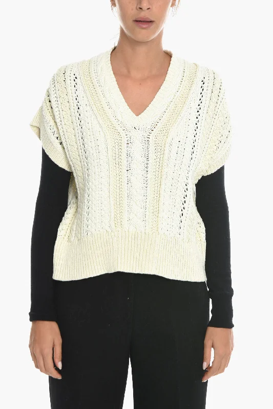 RAG&BONE V-Neck Sleeveless JOLIE Sweater Open Front Closed Front Wrap Front