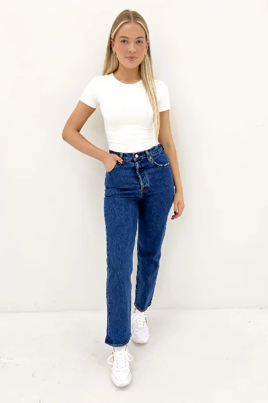 Ribcage Straight Ankle Jean Jazz Pop Comfortable Faded High-Rise Jeans