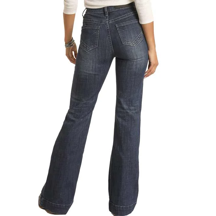 Rock & Roll Cowgirl Women's Button Fly Trouser Jeans Fashionable Button-Front Jeans
