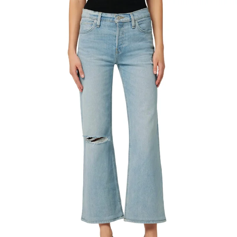 Rosie High-Rise Wide Leg Ankle Jean In Memory Stylish Shredded Denim Jeans