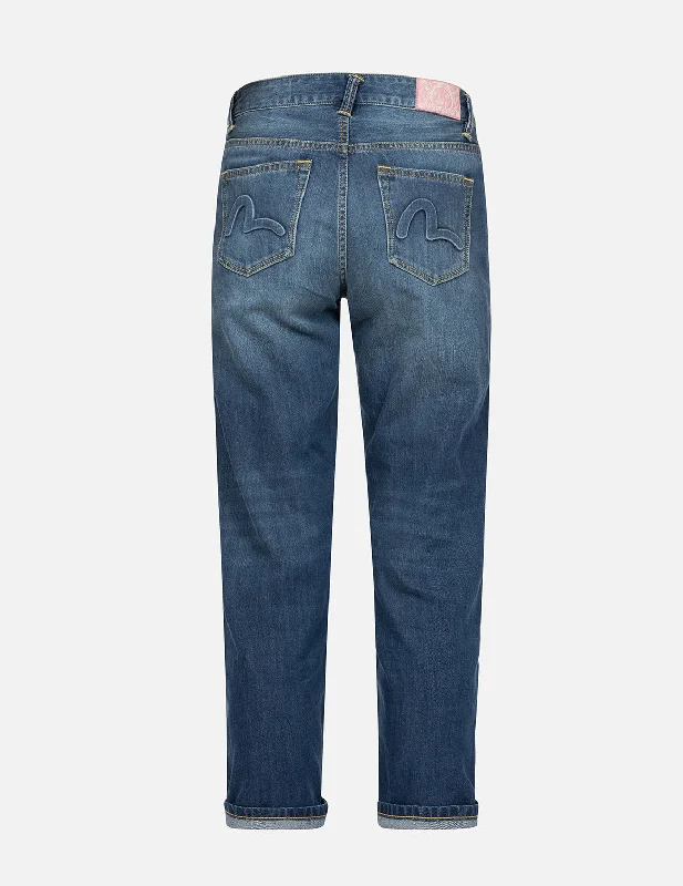 Seagul Embossed Pockets Relax Fit Jeans Trendy Acid Wash Skinny Jeans