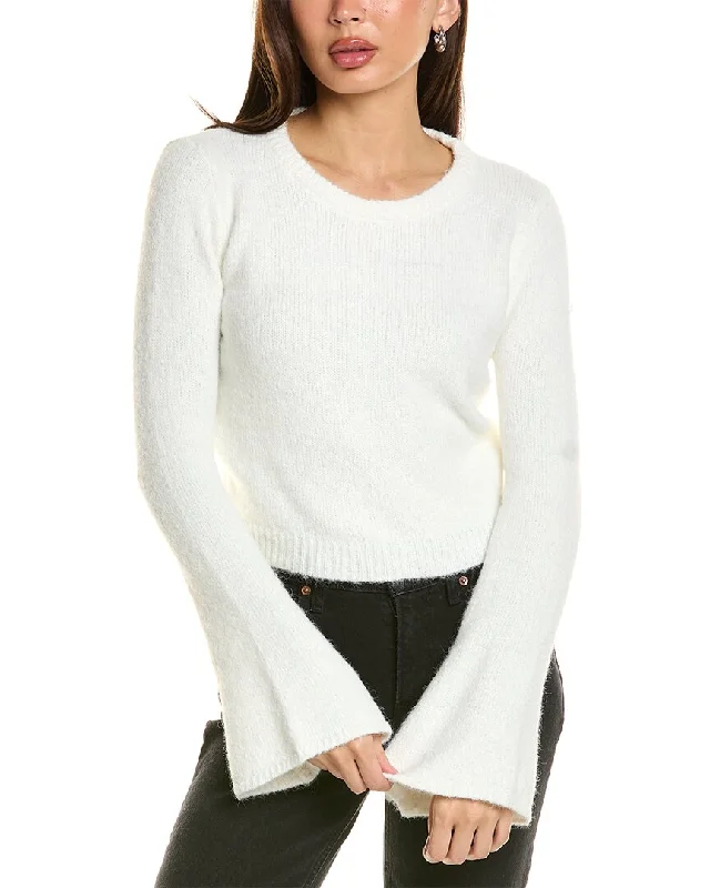 SERENETTE Fuzzy Crop Sweater Hooded Sweater Collared Sweater Shawl Collar