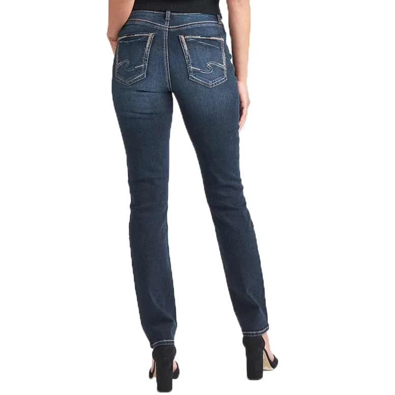 Silver Jeans Women's Avery High Rise Straight Leg Jeans Trendy Plus Size Jeans