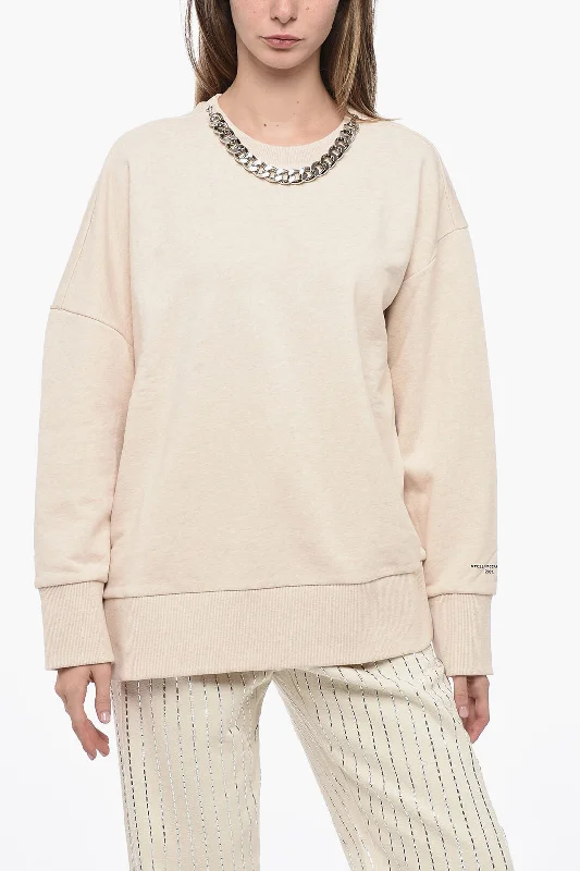 Stella McCartney Brushed Cotton Sweater with Chain Detail Modern Contemporary Chic