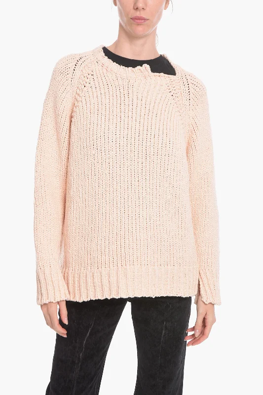 Stella McCartney Cotton-crochet Crewneck Sweater Collared Crew Neck Turtle Neck