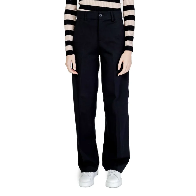 Street One Black Viscose Jeans & Pant Comfortable Folded Hem Jeans