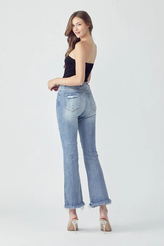 Take It All In Ankle Flare Jeans Fashionable Straight Fit Denim