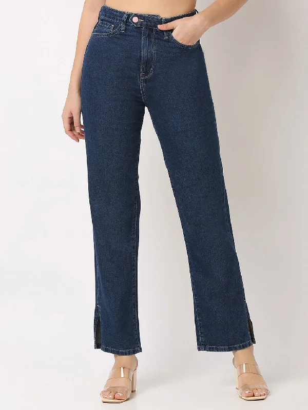 Spykar Dark Blue High Rise Jeans For Women Casual Light Wash Jeans