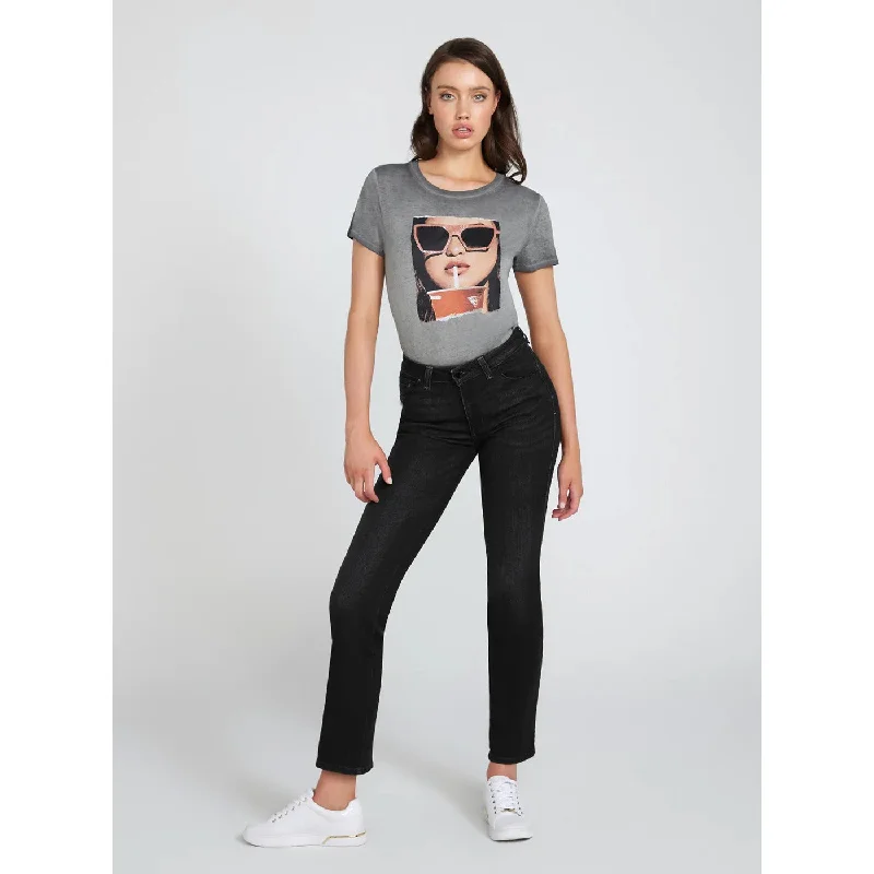 Orbit Wash High Rise Straight Jeans Comfortable Boyfriend Jeans