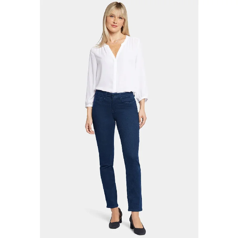 Blue High Rise Slim Jeans Chic Rip-Detail High-Waist Jeans