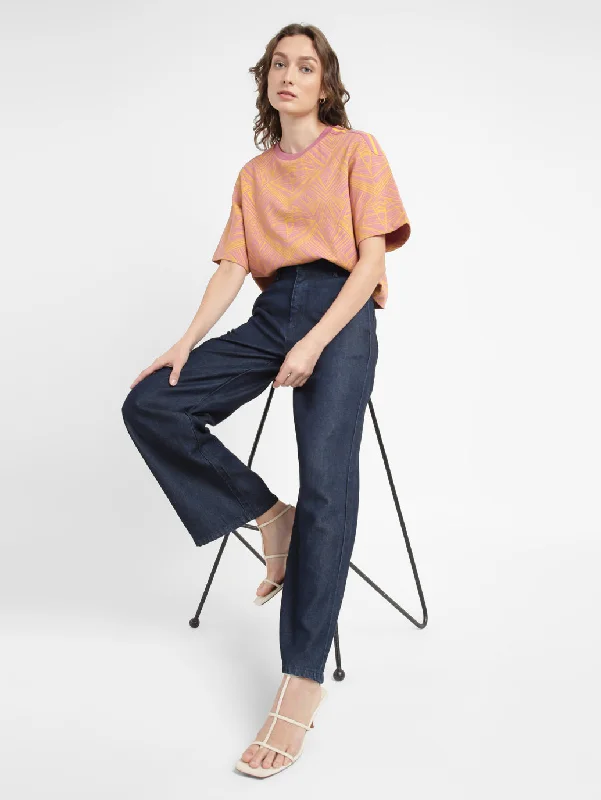 Women's High Rise Wide Leg Jeans Elegant Dark-Wash Bootcut Jeans