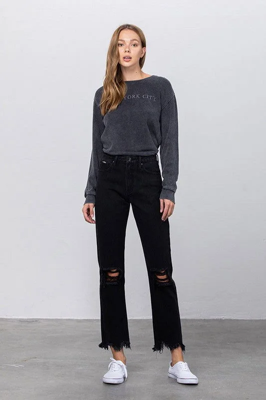 Insane Gene Destroyed Straight Jeans Comfortable Straight-Legged Denim