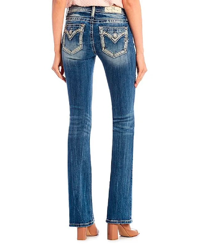 Women's Destructed Embellished Stitch Floral Bootcut Jeans Chic Rolled Cuff Denim Jeans Women's Destructed Embellished Stitch Floral Bootcut Jeans Chic Rolled Cuff Denim Jeans