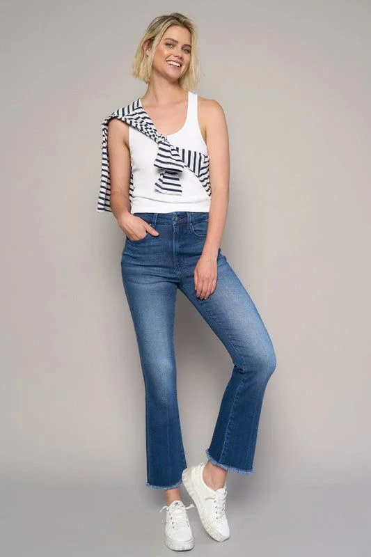 Insane Gene High Rise Crop Boot Jeans Stylish Paperbag Waist Denim