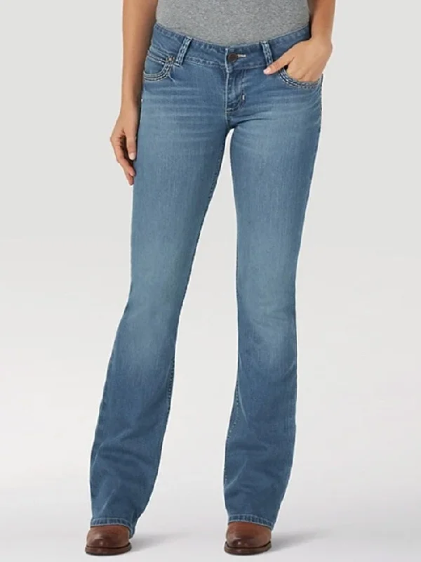 Wrangler 07MWZUG Womens Retro Sadie Bootcut Jeans Medium Wash Stylish Cargo Style Jeans