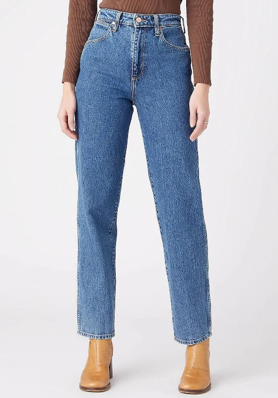 Wrangler Mom Straight High Waist Jeans, Winter Hue Stylish Cargo Style Jeans