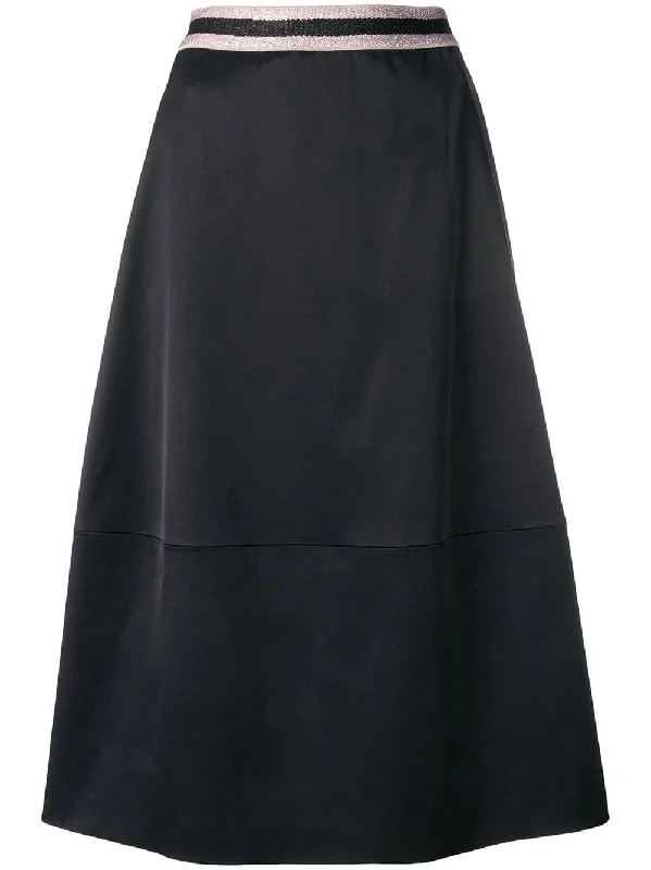high waist A-line skirt velvet skirt glossy