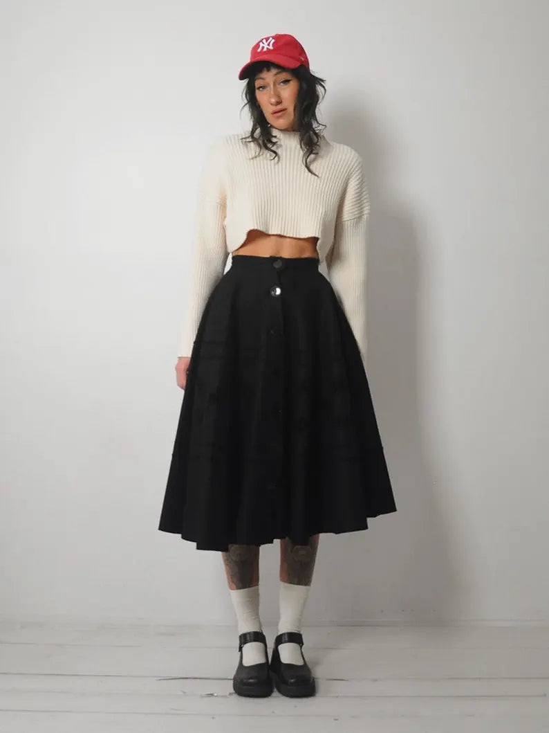 1950's Wool Felt Circle Skirt wool skirt thick