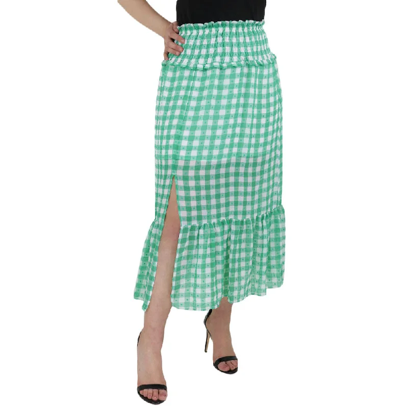 Women's Plaid Midi Skirt,Green corduroy skirt cozy