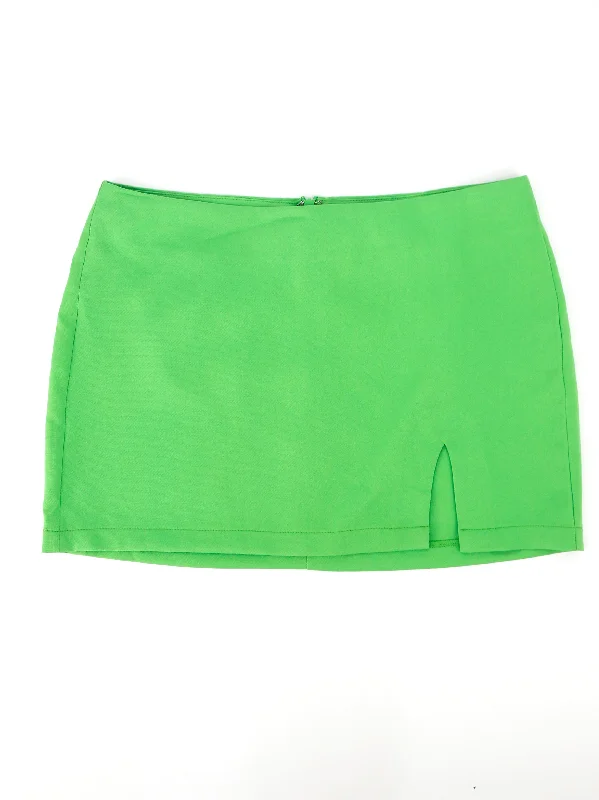 Women's Mini Skirt,Green zip skirt side