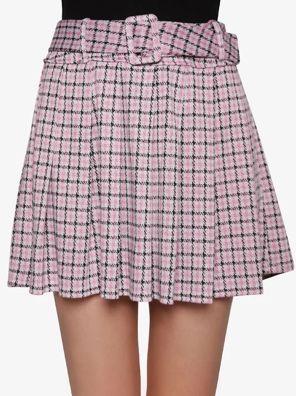 Women's Plaid Pleated Skirt,Multi lace skirt romantic