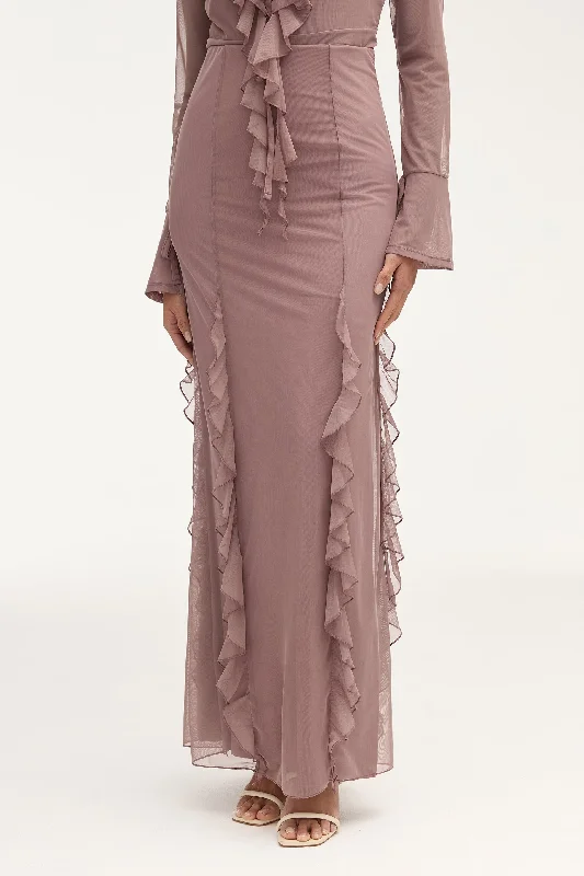 Adriana Waterfall Maxi Skirt - Twilight Mauve vintage skirt charm