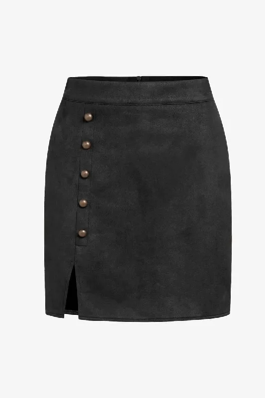 Black Suede Pencil Mini Skirt cashmere skirt rich