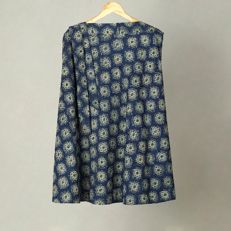 Blue - Block Print Cotton Wrap Around Ajrakh Skirt 14 tiered skirt playful