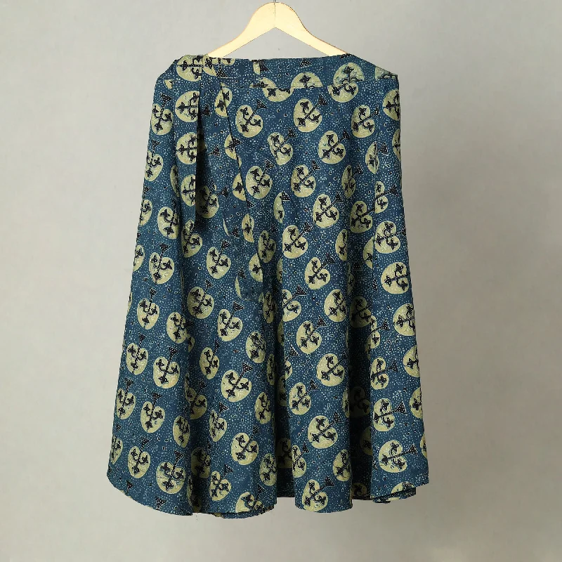 Blue - Block Print Cotton Wrap Around Ajrakh Skirt 15 wool skirt warm