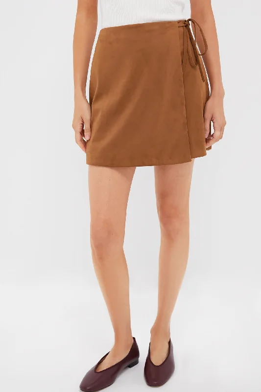 Brown Suede Marbella Mini Tie Skirt maxi skirt elegant