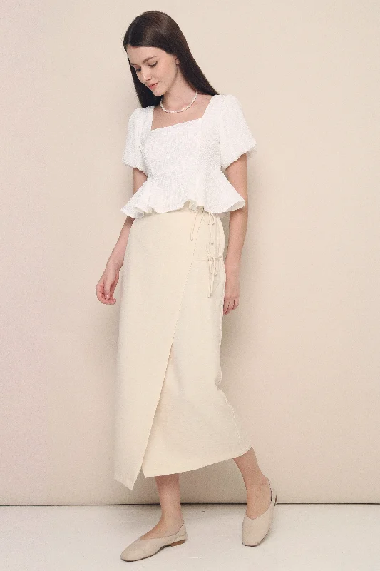 Carter Wrap Tie Skirt Ecru maxi skirt elegant