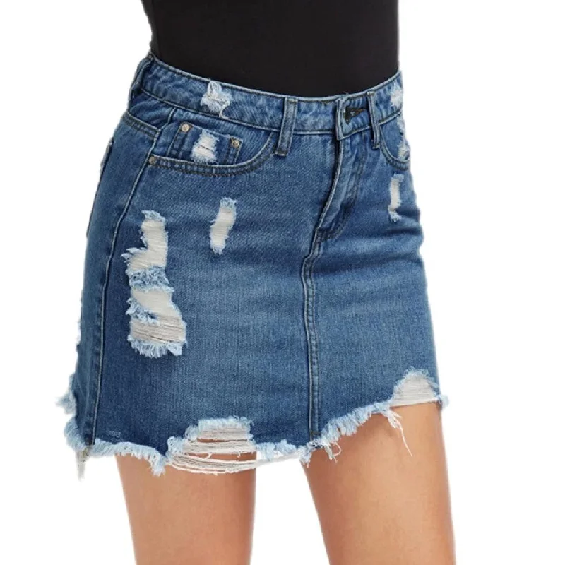 Casual Mini Denim Skirt patchwork skirt art