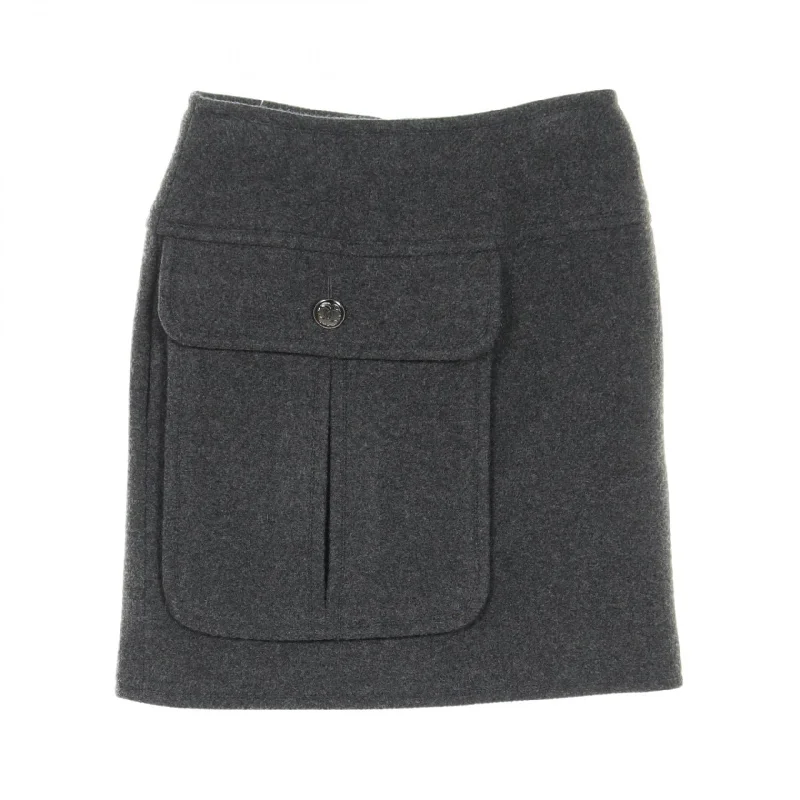 Chanel Cashmere Skirt with Coco Mark Button linen skirt relaxed