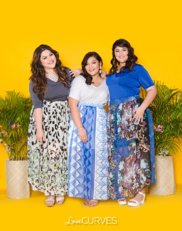 Chiffon Printed Maxi Skirt - SIE corduroy skirt durable