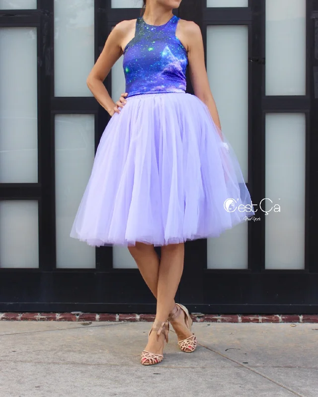 Clarisa Lavender Tulle Skirt - Midi boho skirt vibe