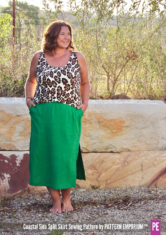 Coastal | Woven Side Split Skirt Sewing Pattern corduroy skirt comfortable