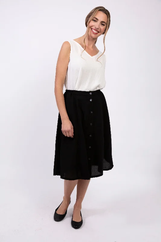 AASK14 - Phoebe Midi Linen Skirt tiered skirt playful