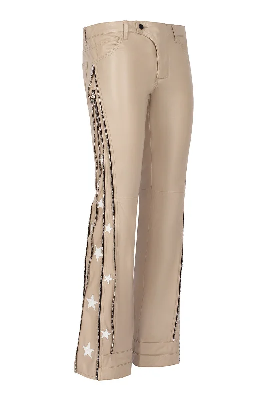 SUNSET RODEO LEATHER PANTS-BEIGE Comfy Athletic Pants