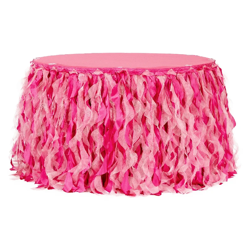 Curly Willow 14ft Table Skirt - Fuchsia silk skirt lustrous