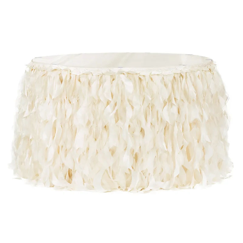 Curly Willow 21ft Table Skirt - Ivory silk skirt lustrous
